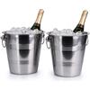 Holyhome 2 Secchielli per Champagne Acciaio Inox 22cm | Porta Bottiglia Vino Ghiaccio, Refrigeratore per Spumante, Ice Bucket | Acciaio Inossidabile Specchiato 8L | Ideale per Casa, Bar o Ristorante