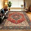 WUTONG Grande Rosso Tappeto Salotto Orientale Vintage 180x250cm Pelo Corto | Lavabile in Lavatrice e Antiscivolo, Pelo Corto, Classico per Soggiorno e Sotto Tavolo da Pranzo, Boho