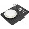 SOQKEEN Grande Tappetino Scolapiatti Silicone 50x42cm, Inclinato, Nero | Ampia area per più stoviglie, accanto al lavello, riduce l'acqua sul piano cucina, antiscivolo, facile da pulire