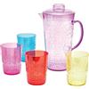 Eldo® Caraffa con coperta e 4 bicchieri, infrangibile e impilabile, ideale per feste in giardino, campeggio e spiaggia, capacità: 2 litri; bicchiere: 460 ml, plastica con rilievo