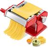 FOHERE Macchina per la Pasta Manuale Sfogliatrice Rossa 3in1 | Gusta la Tradizione Italiana: 7 Spessori Regolabili, 2 Larghezze di Taglio, Acciaio Inox e Morsetto di Fssaggio