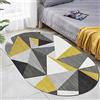 Rururug Ovale Tappeto Pelo Corto Antiscivolo Lavabile Tappeti Soggiorno Cameretta Divano Corridoio Sala Pranzo Tappeto Triangolo geometrico giallo-grigio, 70 x 140 cm