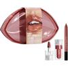HUDA BEAUTY ORIGINAL | Juicy Bombshell LiP DUO Kit - Astuccio per trucco labbra | 1 rossetto Contour 2.0 - Bombshell Pinky Brown (0,3 g) + 1 FAUX FILLER (1,9 ml) | by BELLA