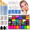 JOLANG Truccabimbi Trucco per Bambini, 42 Colori Truccabimbi Kit per Body Painting, con 11 Pennelli, Stencil, Adesivo con Strass, per Carnevale, Halloween, Cosplay, Natale Feste