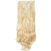 Cybelleza 8 Fasce Extension Clip Ricci Sintetico Ondulati Extension Capelli Naturale Testa Piena Facili da Applicare 18 Clips in Hair Extensions, Bionda scura&bionda candeggina