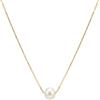 Handmade Generico Collana Donna con Perla d'Acqua Dolce Naturale e Catena Veneziana in Argento 925 Placcato Oro 18kt Girocollo Punto Luce Perla di Fiume Pendente Sospeso Elegante