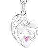 YL Collana Madre e Figlia Argento 925 e 12 Pietra portafortuna Zirconia Cubica Pendente Cuore per Mamma Donna,Catena 18-20CM