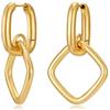 HolidayQbee Orecchini Donna Oro Geometrici, Design Asimmetrico Con Cerchio E Rombo, Ipoallergenici E Resistenti Allo Scolorimento, Eleganti E Leggeri Per Quotidiano, Festa E Regalo