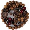 Nazareth Store Rosario cattolico realizzato a mano in legno massello di olivo e rosso scuro, collana da preghiera con medaglia in rame antico e crocifisso, regalo per uomo, 20.6, Legno, Nessuna