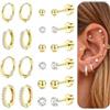 Diamday 10 Paia Orecchini Donna Acciaio Inossidabile Orecchini Anallergici | Orecchini Acciaio Inossidabile, Set Orecchini, Piercing Orecchio, Orecchini Cerchio, Piercing Trago Helix Conch