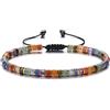 Jovivi Bracciale donna pietra naturale 7 chakra ematite 4 mm perla piastra bracciale gioielli portafortuna, regalo per San Valentino, compleanno, donna ragazza