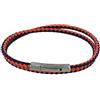 Schmuck Les Poulettes LES POULETTES BIJOUX - Bracciale Uomo Doppio Giro Due Colori Cuoio Intrecciaro Tondo Per Polso da 19cm - Arancione