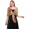 LumiSyne Donna Scialle Stola Metallici Scintillanti Con Fibbia Ad Anello Tinta Unita Glitter Nappe a Frange Foulard Lunga Leggero Stola Elegante Per Abito Da Sera Sposa Matrimonio Cerimonia Festa