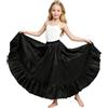 Baisdan Gonna Danza del Ventre in Raso per Bambine e Ragazze 8-12 Anni, Gonna Lunga Bambina Flamenco a Cerchio Completo con Volant per Spettacoli di Danza, Halloween e Performance