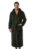 FashGudim Men's Hooded Plush Robe with Black Trim Full Length Plush Long Robe for Men Big and Tall Warm Fleece Bathrobes House Robes