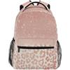 HMZXZ Zainetto rosa leopardato glitterato per studenti scolastici per ragazzi ragazze adolescenti bambini zaino da viaggio campeggio palestra escursionismo con targhetta per nome, Multi