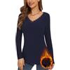 SERSARY Maglia Termica Donna Manica a Maniche Lunghe - Maglie Termiche con Scollo a V e Pizzo - Intimo Termico Invernale Elegante - Magliette Maniche Lunghe Donna Traspirante