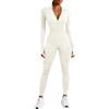 Voqeen Tuta Donna Manica Lunga Zip Up Leggings Scollo a V Yoga Tuta Aderente Cerniera Completo Elegante Playsuits Jogging Rompers Pantaloni Tute