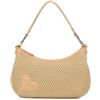 Braccialini Beth Tricot Borsa hobo realizzata in tessuto tricot effetto paglia di color biscotto con dettagli in similpelle. Il design a mezzaluna, morbido e contemporaneo, è impreziosito dal logo a
