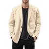 Generico Blazer in lino da uomo giacca per il tempo libero a due bottoni leggeri cappotti sportivi vestibilità ampia giacca da ufficio tinta unita versatile giacca con risvolti a tacca giacche con tasca
