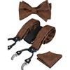 Alizeal Mens regolabile regolabile Paisley floreale Paisley auto-legata Bow Tie, Pocket Square e Elastic Y Shape 6 Clips Braces Set 6 Clips