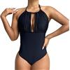 KBRPEY Costume Intero Donna Halter Monokini One Piece Vita Alta Modellante Body Mare Contenitivo Swimwear Elegante Tankini Costume da Bagno Senza Schienale Sexy Beachwear
