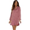 Selente Sweet Dreams Elegante Camicia da Notte in Raso (Made in EU) a Maniche Lunghe con Bottoni e Taschino