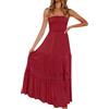 Generic Kimono Donna Lungo - Abito Donna Lungo Boho Senza Spalline, Vestito Estivo Fascia, Corpetto Arricciato, Balze fluide, Inserti Pizzo, Casual Elegante, Spiaggia Vacanza Party