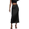 OLIPHEE Gonna Donna Lunga Raso Elegante Maxi Gonne da Donna Solida Colore Elastica Vita Alta A-Line Skirt in Satin Casual Vestiti Vacanza Business