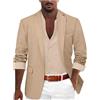 VEMOW Blazer in lino uomo - Estate casual business suit giacca, leggera sports linen suits jacket(Khaki, XXL)