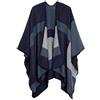 EXCHIC Donne Casual Oversize Poncho Cape Modello Floreale Elegante Sciarpa Cappotto Maglieria Scialli Avvolgimenti (Blu Navy-83)