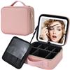 Faquenc Beauty Case da Viaggio Specchio LED 3 Luci, Organizzatore Trucco, Rosa