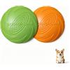 ANINGBOYZTZY Frisbee Per Cani 2 PCS Galleggianti In Gomma Naturale, Giocattolo Per Cani Resistente Per Giocare All'Aperto, Giocattolo Interattivo Per Terra e Acqua (18 cm) (Verde + Arancione)