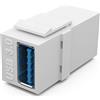 HB-DIGITAL Modulo Keystone con presa USB 3.0 | Keystone multimediale per pannello patch presa di rete supporto connettore adattatore accoppiamento Plug & Play bianco