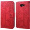 Ailisi Cover per Galaxy A5 2017, Disegno in Rilievo con Albero e Farfalla Flip Cover Elegante Custodia in Pelle, Portafoglio Case con Funzione Supporto -Rosso