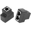 ciciglow Adattatore Ethernet, 2PC Adattatore Cavo Ethernet 1-in 2-out RJ45 Interfaccia Femmina Connettore LAN Cavo Extender Splitter per Cavo Internet(Nero)