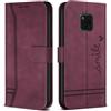 Bravoday Cover per Huawei Mate 20 PRO, Flip Custodia in Pelle PU Portafoglio Custodia per Huawei Mate 20 PRO, con Slot per Schede, Vino Rosso