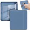 GIOPUEY Cover Compatibile con Kobo Libra Colour/Kobo Libra 2, Flip Pelle + PC TPU Trasparente Case con Cinturino Guscio Rigido Posteriore - Navy Blue