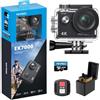 AKASO EK7000 Action Cam 4K WiFi Impermeabile 30M con Scheda 128GB, Fotocamera Subacquea WiFi 20MP, Microfono Esterno, Telecomando, 2 Batterie 1050 mAh, Accessori per Sport