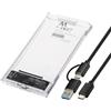 Ewent Case SSD/HDD USB-C+A 3.2 Gen1, Box esterno per Hard Disk 2,5″ SATA fino a 9.5mm - Custodia trasparente, Installazione senza viti, Supporto UASP, Velocità 5 Gbps, Compatibile Windows/Mac