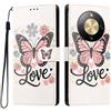 YUECXIN Cover per Honor Magic 8 Lite 5G, Elegante Custodia Portafoglio Pelle PU con Porta Carte e Supporto, Interno TPU Antiurto, Motivo Chic per Donna, Farfalla Rosa