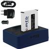 mtb more energy Batteria + Caricabatteria doppio (USB/Auto/Corrente) per Samsung SLB-10A / Toshiba Camileo X-Sports/JVC Adixxion/Silvercrest/Medion Action Cam.. v. lista
