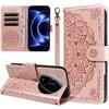 laddutoi Cover per Xiaomi 17 Ultra, Magnetica Flip Case, Rosa | Custodia con supporto, Portafoglio in Pelle, Slot per scheda, Wallet Cover con cordino, Protezione a 360 gradi, Mandala