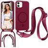 Pnakqil Magnetica Cover con Cordino per iPhone 11,Rosso | Silicone Case con Laccio per Collo Cellulare Custodia, Antiurto Protettiva Case con Regolabile Nylon Corda Collana Tracolla