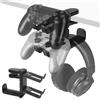 Geekria Supporto 3 in 1 per PC Gaming: supporto per cuffie e controller sotto la scrivania con rotazione 360°, compatibile con Bose, Sony, AKG, JBL, Sennheiser, B&O (Nero)