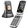 Melefon Telefono Cellulare per anziani,4G Flip Telefoni Cellularii con Tasti Grandi,Pantalla 2,4 +1,44 ,Funzione SOS, Volume Alto,Base di RicarIca,1350 mAh Batteria