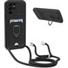 BGHHEU Cover con Cordino per Samsung Galaxy S25 Ultra,Custodia con Collana Collo Silicone Antiurto Case,Protezione Fotocamera Slot Carte 360° Anello Supporto,Silicone Case,Nero