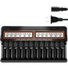 WAEUUKKPO AA AAA 18650, caricabatterie universale con display LCD, ricarica rapida per 26650 16340 14500 18350 18500 (solo caricatore) (12 slot)