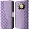 CaseGla Cover per Honor Magic8 Lite / X70 / X9d custodia portafoglio Viola | Blocco RFID, 3 scomparti carte, 1 tasca banconote, Chiusura magnetica, Supporto, Pelle PU flip cover per Honor X70 / X9d