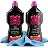 Generico Luxury Nota Rosa Pavimenti e Superfici Diamond Detergente Concentrato Sgrassante Igienizzante, Profumo a Lunga Durata, per Gres, Marmo, Ceramica e Cotto, Made in Italy, 2 x 1,25 L + Panno Microfibra